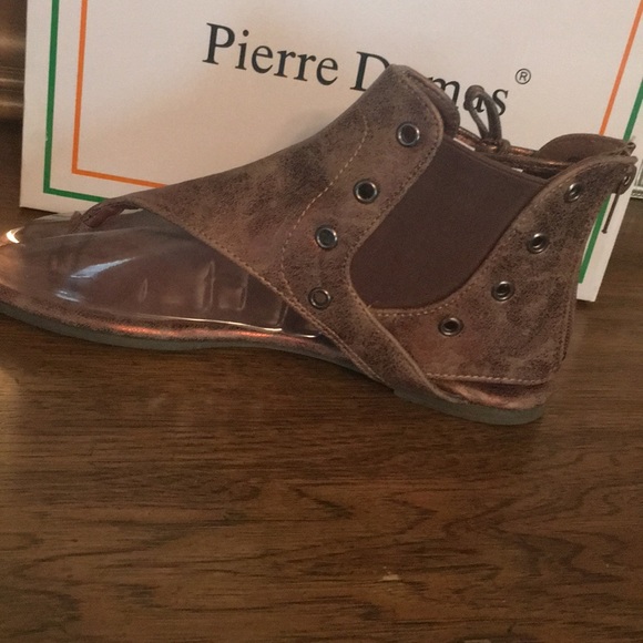 Bronze Women’s Lace Up Sandals - Picture 4 of 7